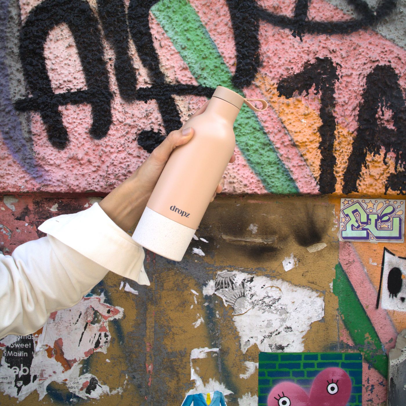 dropz Flasche beige - 0.5 L mit Aufbewahrungsfach