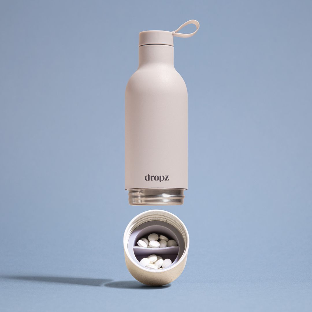 dropz Flasche weiss - 0.5 L mit Aufbewahrungsfach