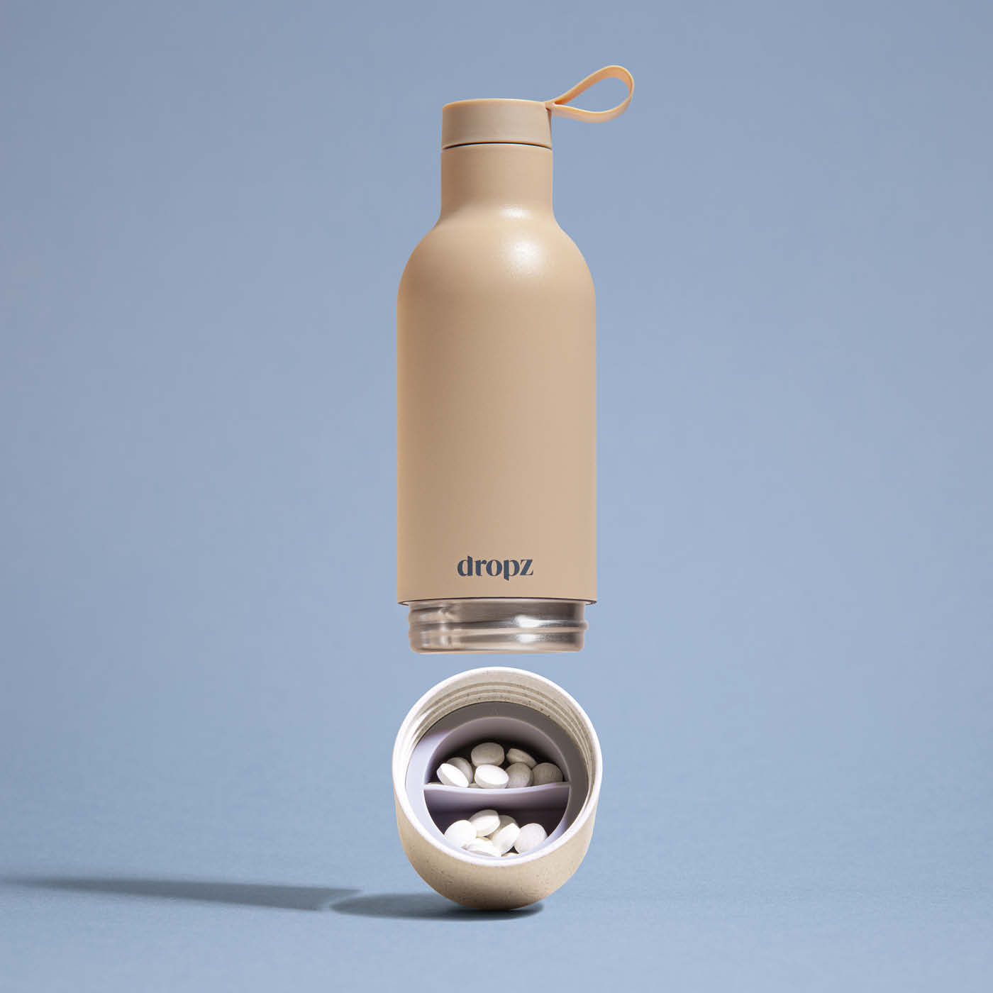 dropz Bottle beige - 0.5L with storage compartment